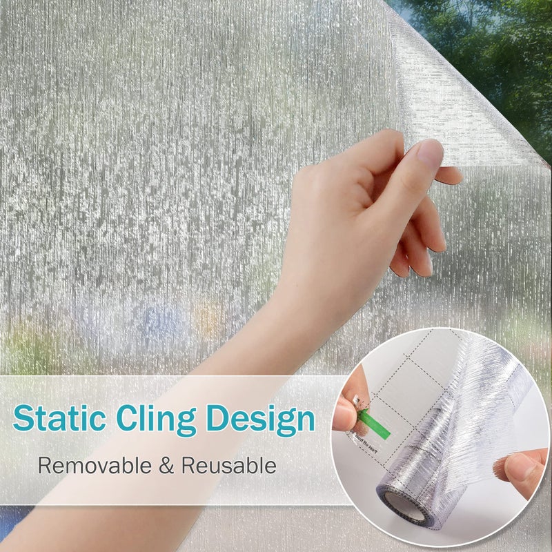 VELIMAX Rain Glass Window Film Privacy Static Window Clings Decorative Glass Sticker for Home Office Removable UV Protection Heat Control 35.4 x 78.7 inches - Image 5